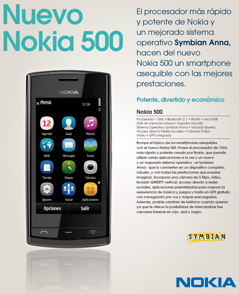 Novedades. Nuevo Nokia 500 - potente, divertido y economico